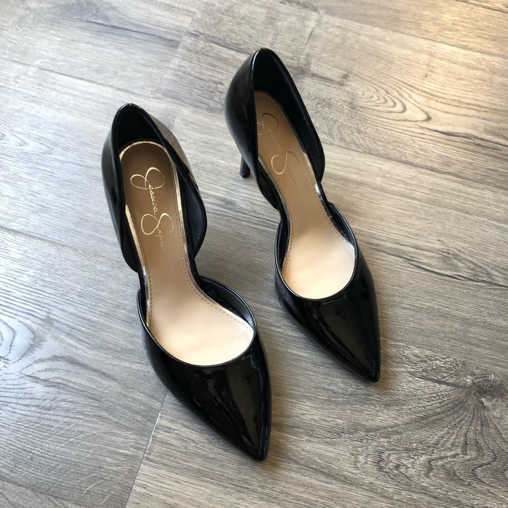 Jessica Simpson black patent leather heels size 8.5
